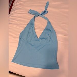 Blue halter crop top, super adorable -Size M